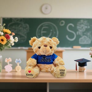 Custom Graduation Bear with Name,Stuffed Teddy Bear,Class of 2025, Gift for Graduate,College Graduation Gift,Personalized Graduation Gift