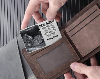 Personalized Metal Ultrasound Photo Wallet Card, New Baby Sonogram Gift,New Dad, Wallet Insert Card,Ultrasound Card gift, Fathers Day Gift