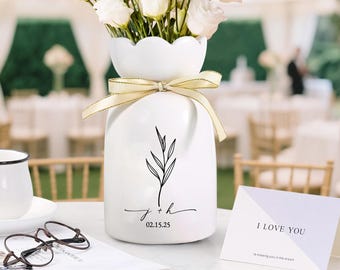 Benutzerdefinierte Vase Geschenk für Hochzeit - Keramikvase mit Namen - Verlobungsgeschenke für Paare, Brautparty Geschenk vom Bräutigam