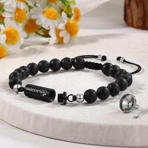 Spersonalizowana bransoletka z urną, biżuteria kremacyjna dla mężczyzn, pamiątka z ludzkich prochów, sierść psa i kota, prezent na pamiątkę po stracie zwierzaka, biżuteria z prochami zwierząt