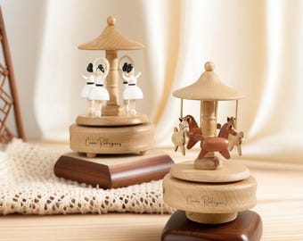 Boîte à musique en bois personnalisée, cadeau souvenir pour enfants, cadeau de baby shower, décoration de chambre de bébé, boîte à musique avec nom, boîte à musique gravée, cadeau d'anniversaire
