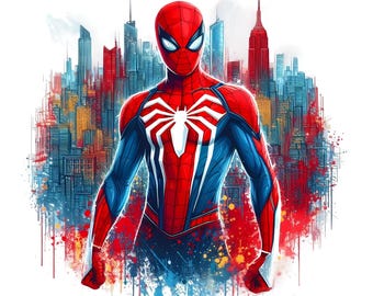 PNG de salpicaduras de acuarela de Spiderman, diseño de película de superhéroes (descarga instantánea)