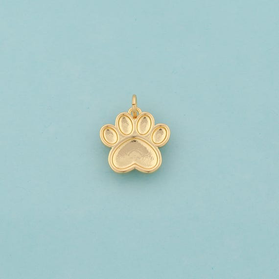Gold Paw Print Charms,Animal Foot Jewelry,Paw Print Pendant for DIY Jewelry Making,18K Gold