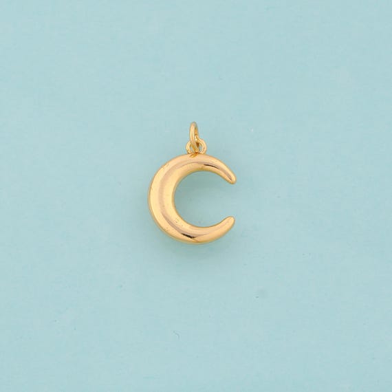 Gold Moon Charms,Moon Jewelry,Moon Pendant for DIY Jewelry Making,18K Gold