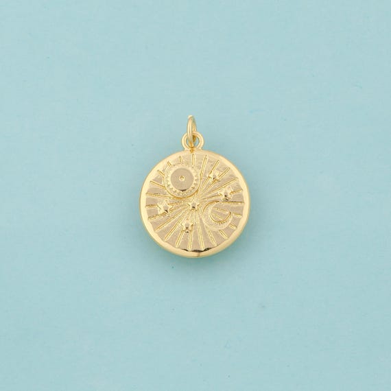 Gold Moon Charms,Star Jewelry,Moon Pendant for DIY Jewelry Making,18K Gold
