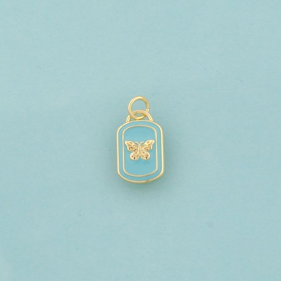 Gold Enamel Butterfly Charms,Butterfly Jewelry,Butterfly Pendant for DIY Jewelry Making,18K Gold