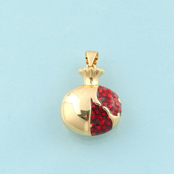 Gold Enamel Pomegranate Charms,Fruit Jewelry,Pomegranate Pendant for DIY Jewelry Making,18K Gold