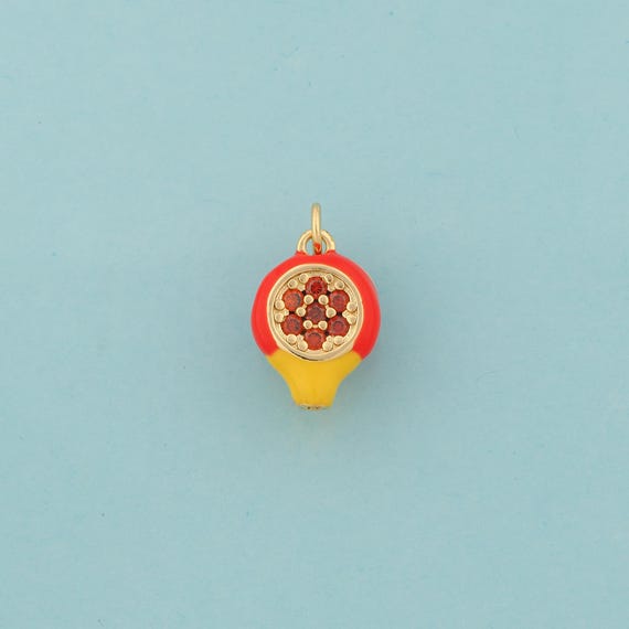 Gold Enamel Pomegranate Charms,Fruit Jewelry,CZ Pomegranate Pendant for DIY Jewelry Making,18K Gold