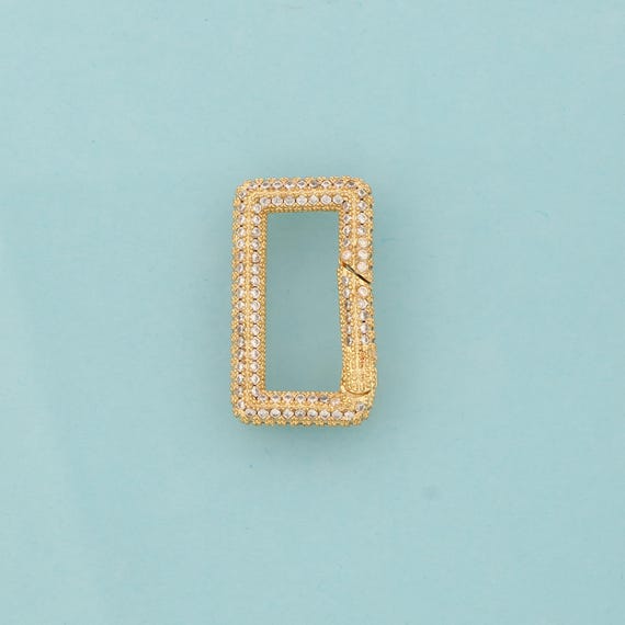 Gold Push Door Clasp,Snap Jewelry Clasp,Square Clasp for DIY Jewelry Making,18K Gold