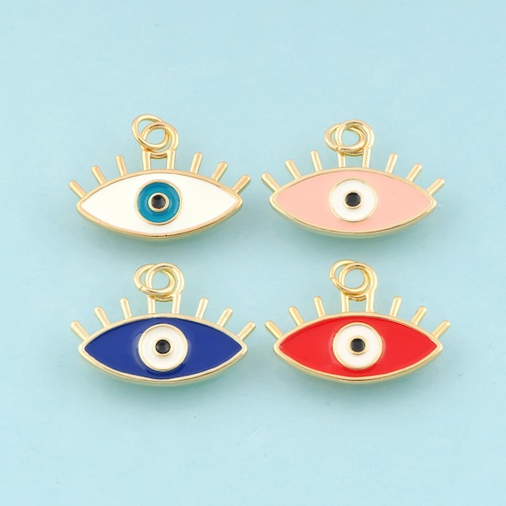 Gold Enamel Evil Eye Charms,Eye Jewelry,Devil Eye Pendant for DIY Jewelry Making,18K Gold