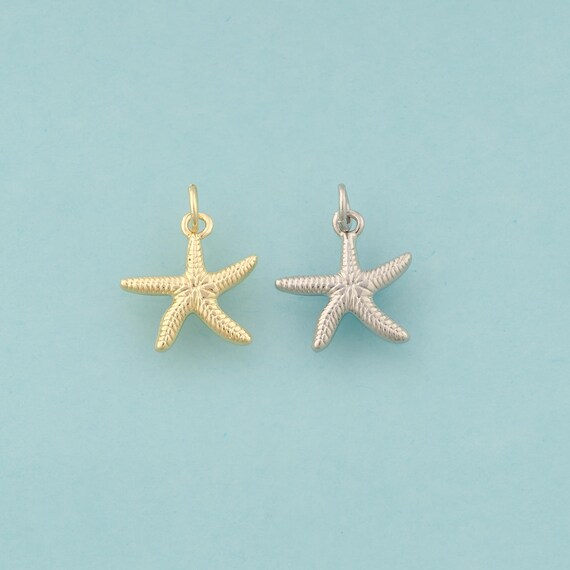 Gold Starfish Charms,Starfish Jewelry,Starfish Pendant for DIY Jewelry Making,18K Gold