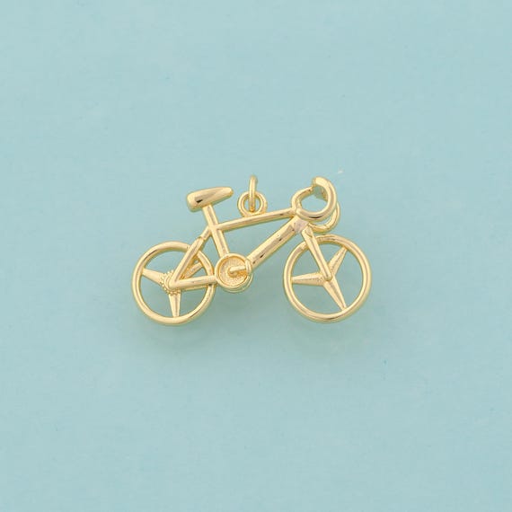 Gold Bicycle Charms,Bicycle Jewelry,Bicycle Pendant for DIY Jewelry Making,18K Gold