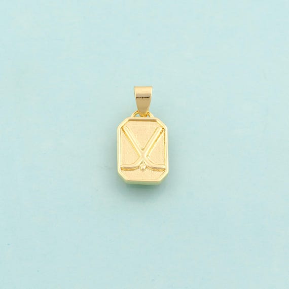 Gold Field Hockey Charms,Sports Jewelry,Field Hockey Pendant for DIY Jewelry Making,18K Gold