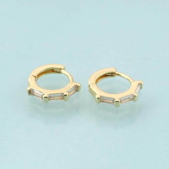 Gold CZ Hoop Earrings,Hugging Hoop Jewelry Earrings,Hoop Earrings,Gift for Her,18K Gold