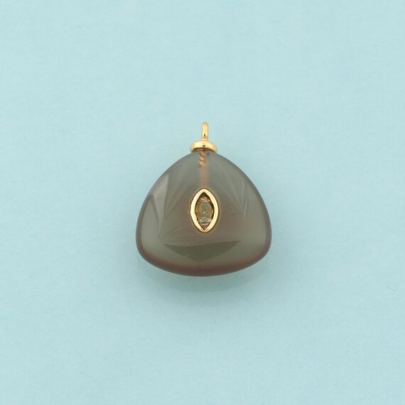 Gold Energy Stone Charms,Natural Stone Jewelry,Gray Jade Pendant for DIY Jewelry Making,18K Gold
