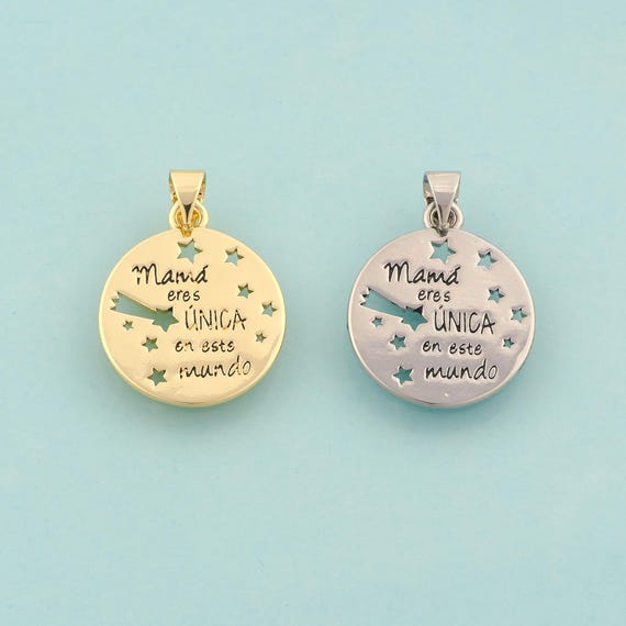 Gold Medal Charms,Mother's Day Gift Jewelry,Round Pendant for DIY Jewelry Making,18K Gold