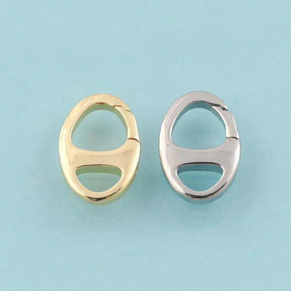 Gold Pig Nose Clasp,Push Door Jewelry Clasp,Snap Clasp for DIY Jewelry Making,18K Gold & Rhodium