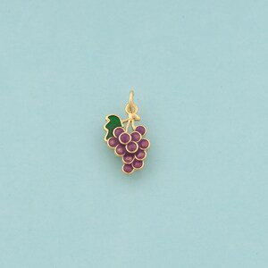 Gold Grape Charms,Fruit Jewelry,Enamel Grape Pendant for DIY Jewelry Making,18K Gold