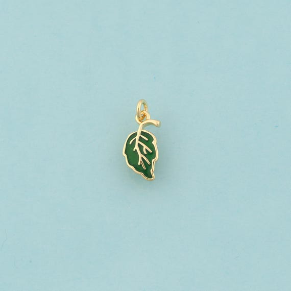 Gold Leaf Charms,Leaf Jewelry,Enamel Leaf Pendant for DIY Jewelry Making,18K Gold