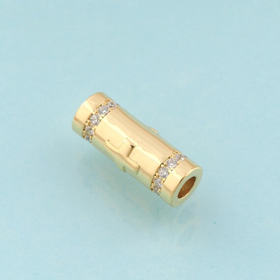 CZ Cross Spacer Beads,Religious Beads,Tube Beads for DIY Jewelry Making,18K Gold