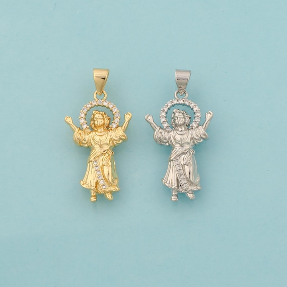 Gold CZ Angel Charms,Angel Jewelry,Angel Pendant for DIY Jewelry Making,18K Gold