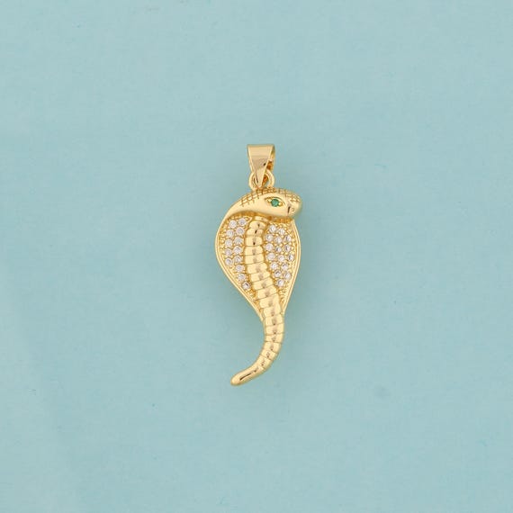 Gold CZ Snake Charms,Animal Jewelry,Snake Pendant for DIY Jewelry Making,18K Gold