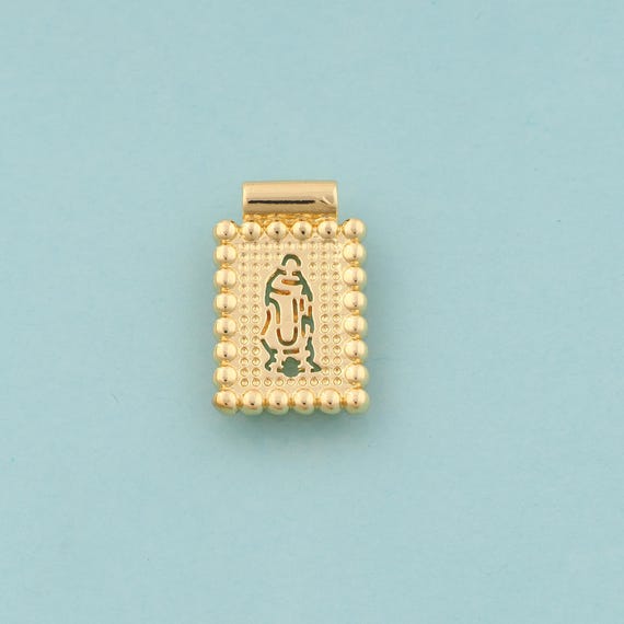Gold Saint Benedict Charms,Square Jewelry,Catholic Pendant for DIY Jewelry Making,18K Gold