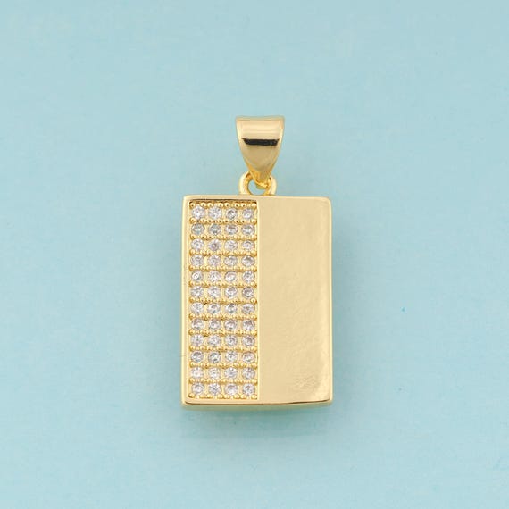 Gold CZ Square Charms,Square Jewelry,Square Pendant for DIY Jewelry Making,18K Gold