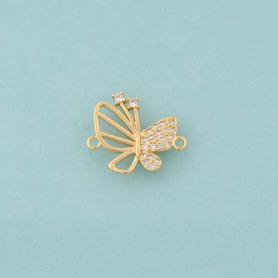 Gold CZ Butterfly Connector,Insect Jewelry Connector,Butterfly Connector for DIY Jewelry Making,18K Gold