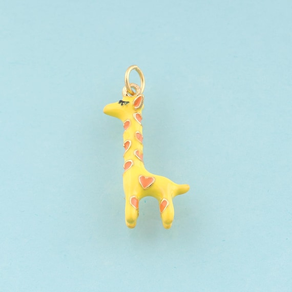 Gold Enamel Giraffe Charms,Animal Jewelry,Giraffe Pendant for DIY Jewelry Making,18K Gold