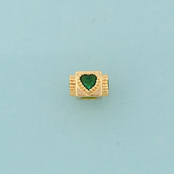 CZ Heart Spacer Beads,Large Hole Beads,Square Beads for DIY Jewelry Making,18K Gold