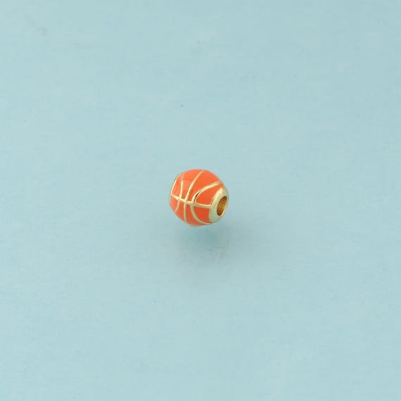 Basketball Spacer Beads,Sports Beads,Enamel Basketball Beads for DIY Jewelry Making,18K Gold