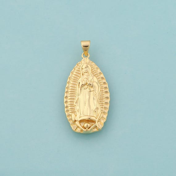 Gold Virgin Mary Charms,Religious Jewelry,Catholic Pendant for DIY Jewelry Making,18K Gold