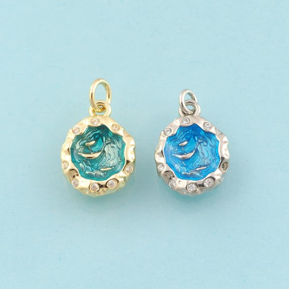 Gold Ocean Charms,Fish Jewelry,Ocean Pendant for DIY Jewelry Making,18K Gold & Rhodium