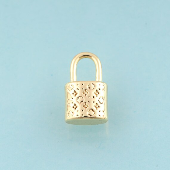 Gold Lock Charms,Star Jewelry,Lock Pendant for DIY Jewelry Making,18K Gold