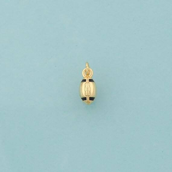 Gold Rugby Charms,Sports Jewelry,Enamel Rugby Pendant for DIY Jewelry Making,18K Gold