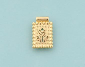 Gold Joker Charms, Quadrat Schmuck, Joker Anhänger für DIY Schmuckherstellung, 18K Gold