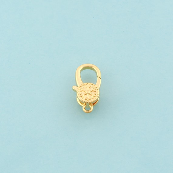 Gold Lobster Clasp,Spring Jewelry Clasp,Snowflake Clasp for DIY Jewelry Making,18K Gold
