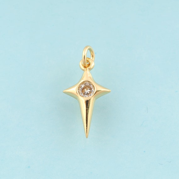 5 pcs Gold CZ Cross Star Charms,Cross Star Jewelry,Cross Star Pendant for DIY Jewelry Making,18K Gold