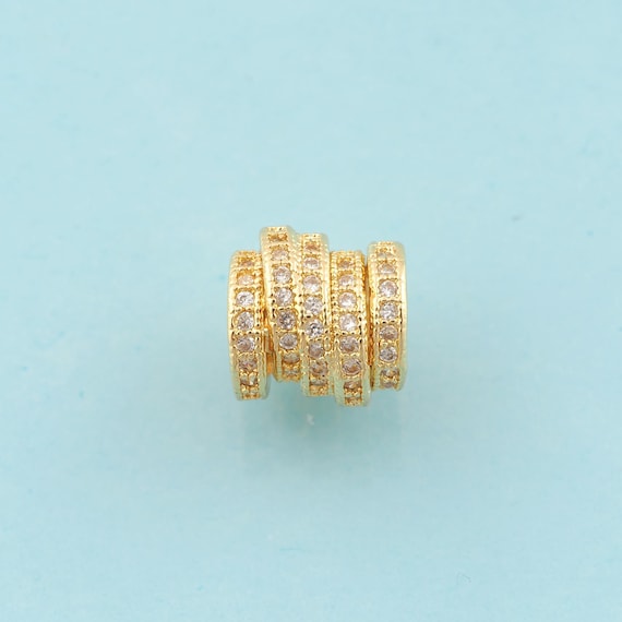 CZ Barrel Spacer Beads,Tube Beads,Spacer Beads for DIY Jewelry Making,18K Gold