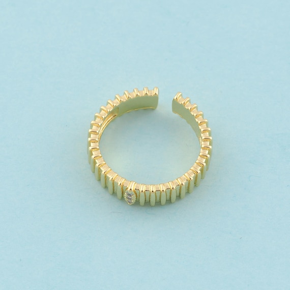 Gold CZ Open Rings,Minimalist Jewelry Rings,Thick Rings Perfect Gift,18K Gold