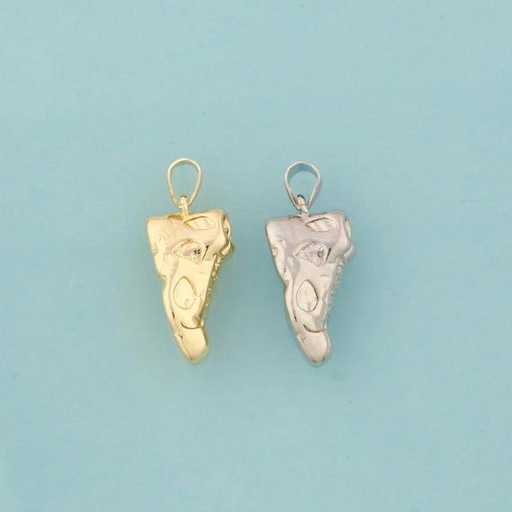 Gold Sneaker Charms,High Top Shoe Jewelry,Shoe Pendant for DIY Jewelry Making,18K Gold & Rhodium