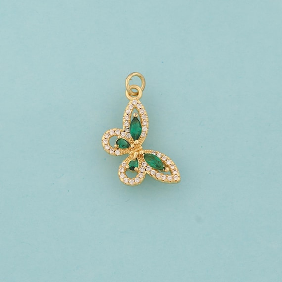 Gold CZ Butterfly Charms,Insect Jewelry,Butterfly Pendant for DIY Jewelry Making,18K Gold