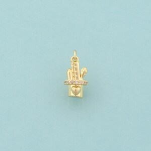 Gold CZ Cactus Charms,Heart Jewelry,Desert Pendant for DIY Jewelry Making,18K Gold
