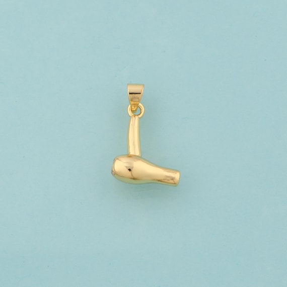 Gold Hair Dryer Charms,Hair Dryer Jewelry,Hair Dryer Pendant for DIY Jewelry Making,18K Gold