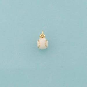 Gold Baseball Charms,Sports Jewelry,Enamel Baseball Pendant for DIY Jewelry Making,18K Gold