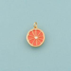 Gold Lemon Slice Charms,Fruit Jewelry,Enamel Lemon Slice Pendant for DIY Jewelry Making,18K Gold