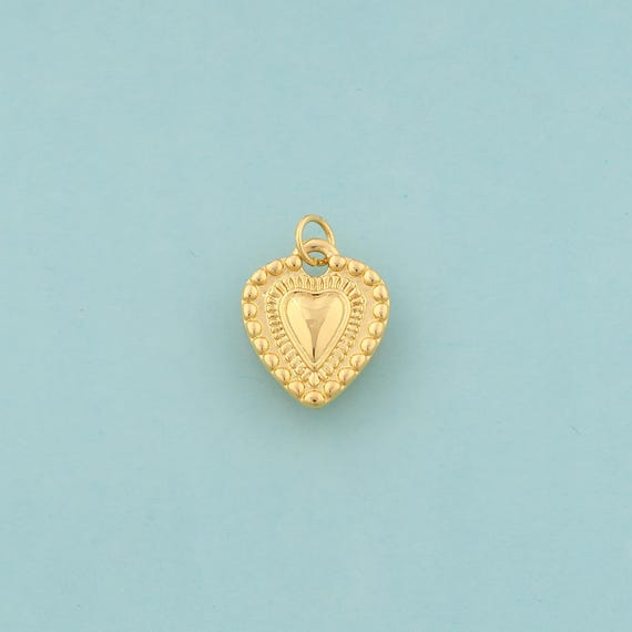 Gold Heart Charms,Love Jewelry,Heart Pendant for DIY Jewelry Making,18K Gold