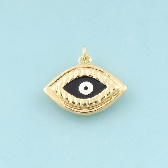 Gold Enamel Evil Eye Charms,Devil Eye Jewelry,Eye Pendant for DIY Jewelry Making,18K Gold