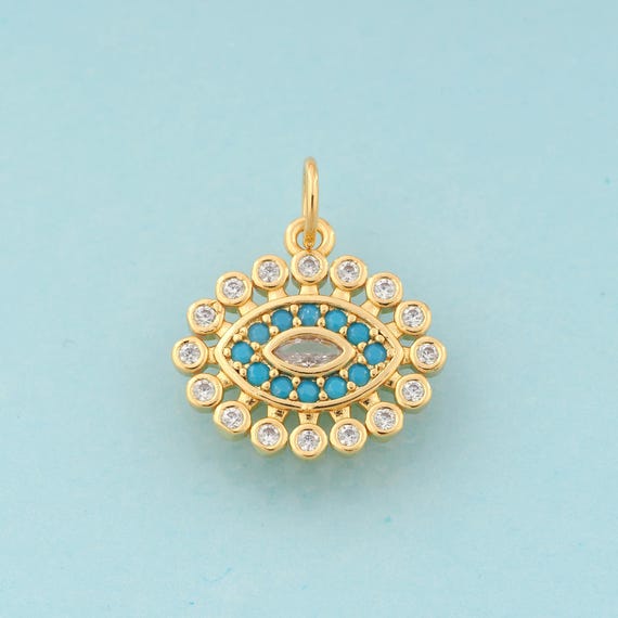 Gold CZ Evil Eye Charms,Devil Eye Jewelry,Eye Pendant for DIY Jewelry Making,18K Gold